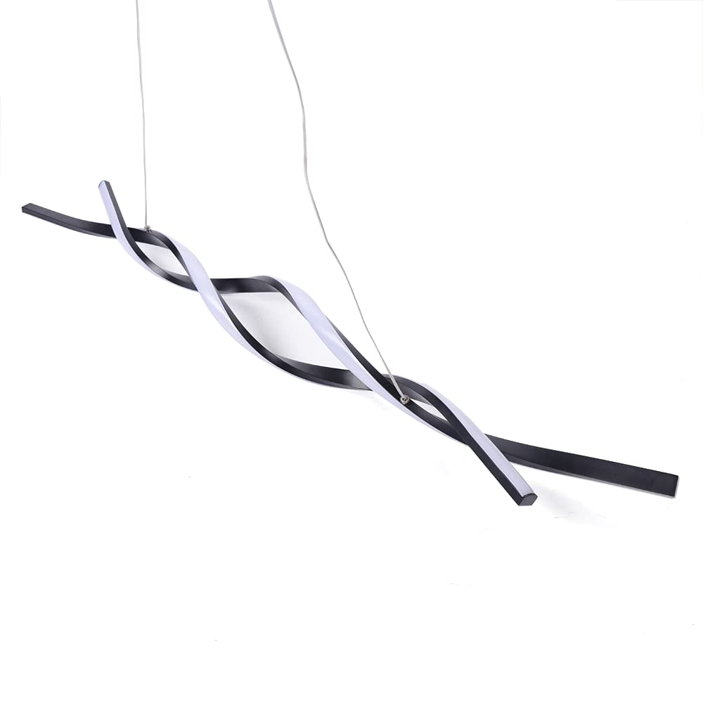 Black LED Chandelier Ceiling Light - Modern Dining Room Lighting Fixture with Soft Uniform Glow | Perfect for Bedroom, Living Room & Kitchen Decor