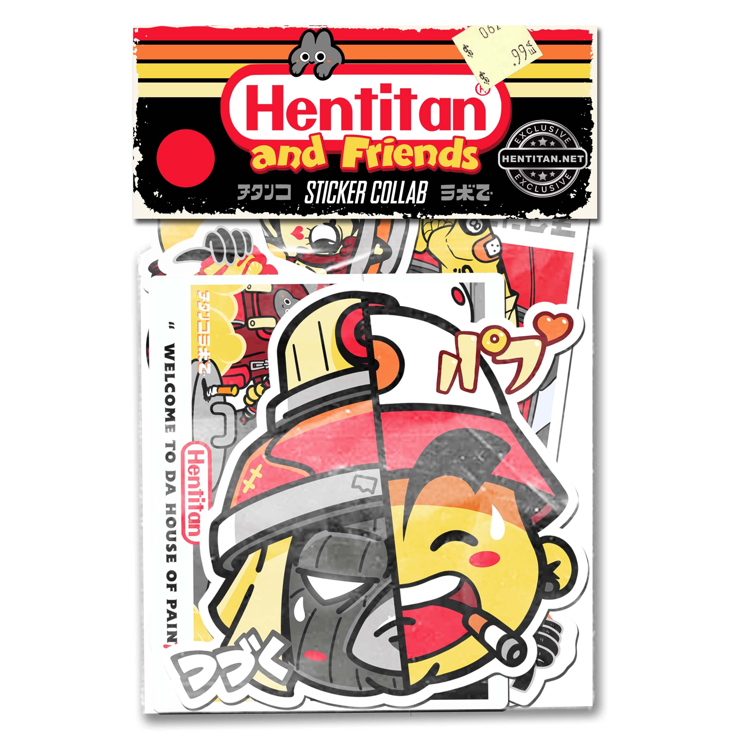 Hentitan and Friends Red Sticker Pack - 50+ Cute Vinyl Decals for Laptops, Water Bottles & DIY Crafts - Perfect for Scrapbooking, Journaling & Personalizing Gifts