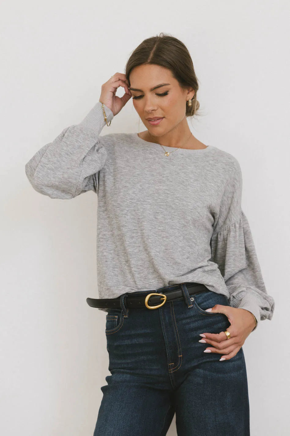 Kaori Women's Casual Grey Top - Soft & Comfortable Blouse for Everyday Wear | Perfect for Work, Dates & Outings | FINAL SALE