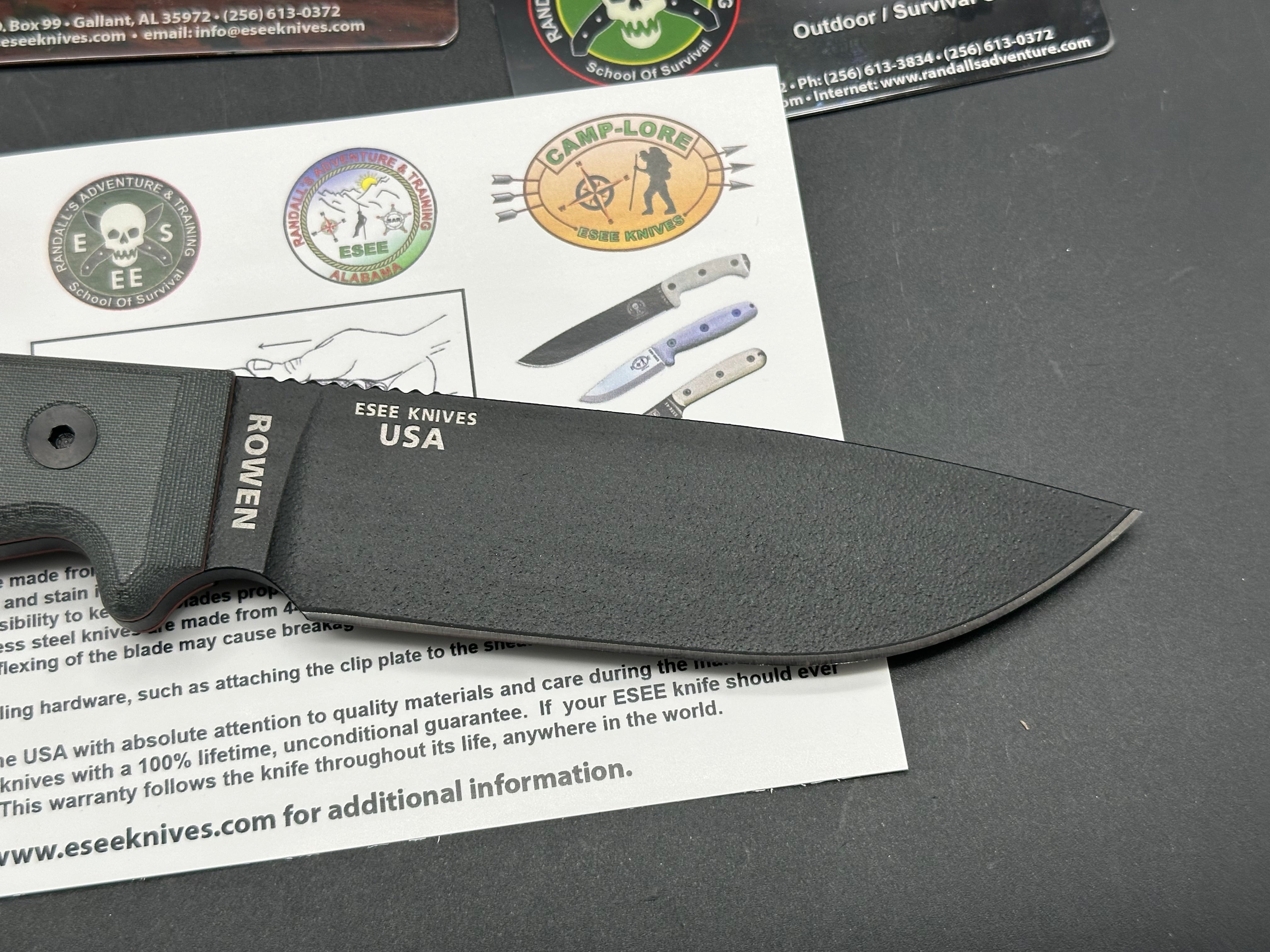 ESEE 4P KO Survival Knife - 4.5 Inch Black Tactical Fixed Blade Hunting Knife | Outdoor Camping, Bushcraft & Survival Gear | Perfect for Hiking, Hunting & Emergency Preparedness