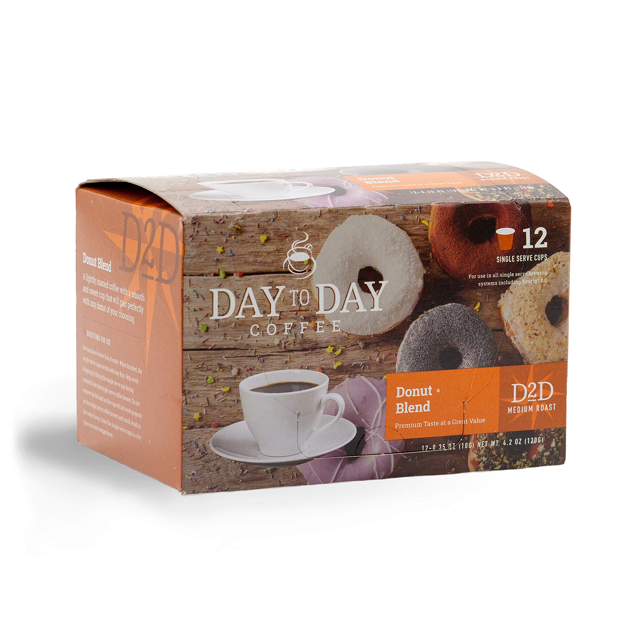 Premium Medium Roast Donut Blend Coffee Pods - 12 Count (Pack of 6) Compatible with Keurig K-Cup Brewers - Perfect for Breakfast, Office & Home Brewing