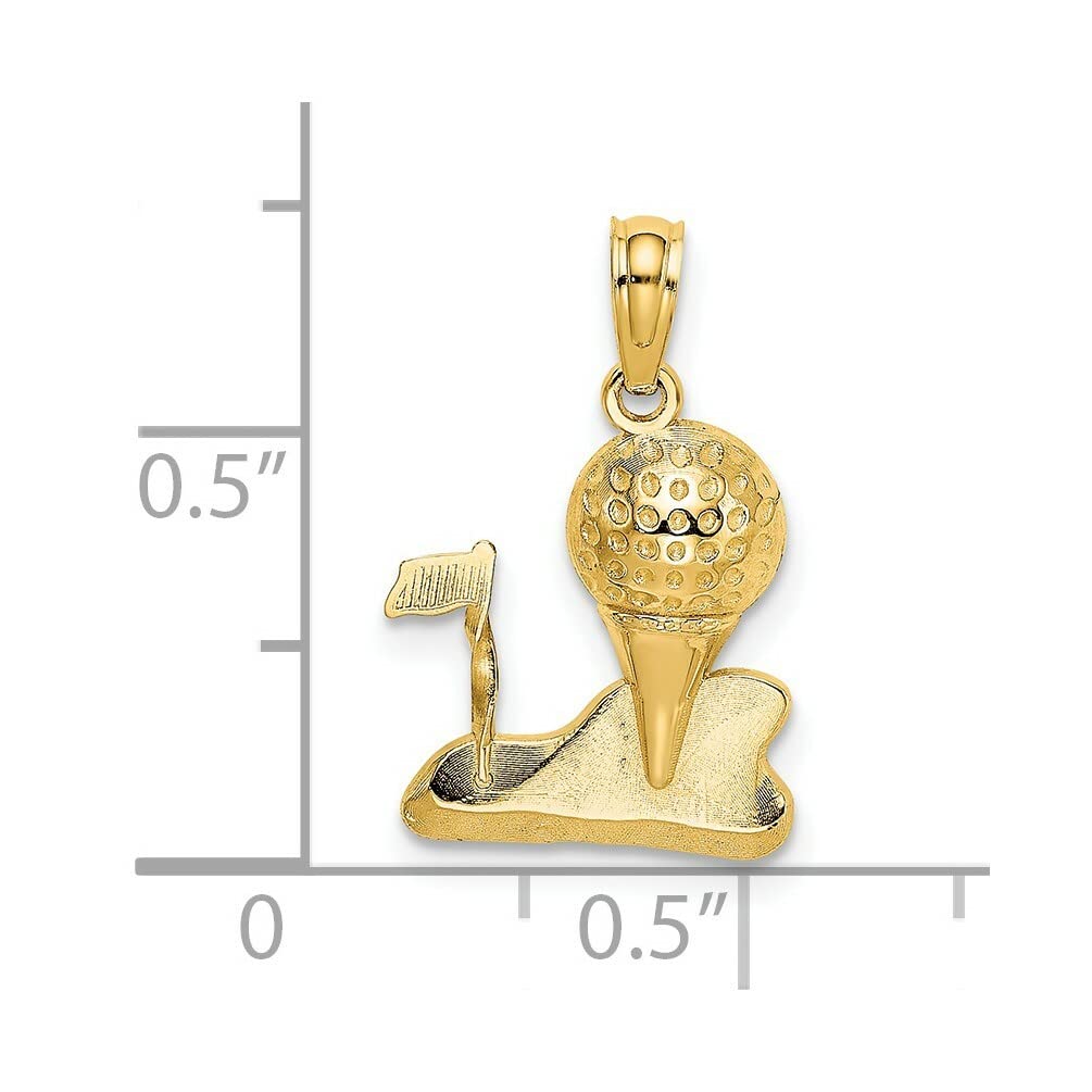 Lex & Lu 14k Solid Yellow Gold Polished Golf Charm Pendant - Perfect Gift for Golf Lovers & Jewelry Enthusiasts
