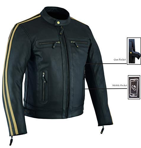 **Men's Genuine Cowhide Leather Motorcycle Jacket with Zip-Out Lining - A&H Apparel - Perfect for Riding, Biker Events & Casual Wear**