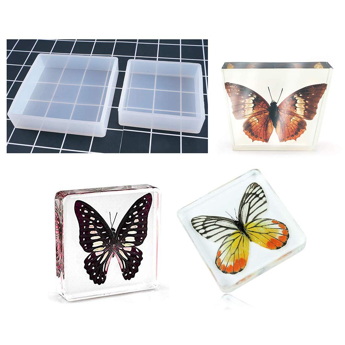 FineInno 9PCS Epoxy Resin Molds Set - Square, Rectangle & Ball Silicone Molds for DIY Jewelry, Soap Making, Dried Flower Crafts, Pendant Casting - Perfect for Resin Art, Home Decor & Gift Making Projects