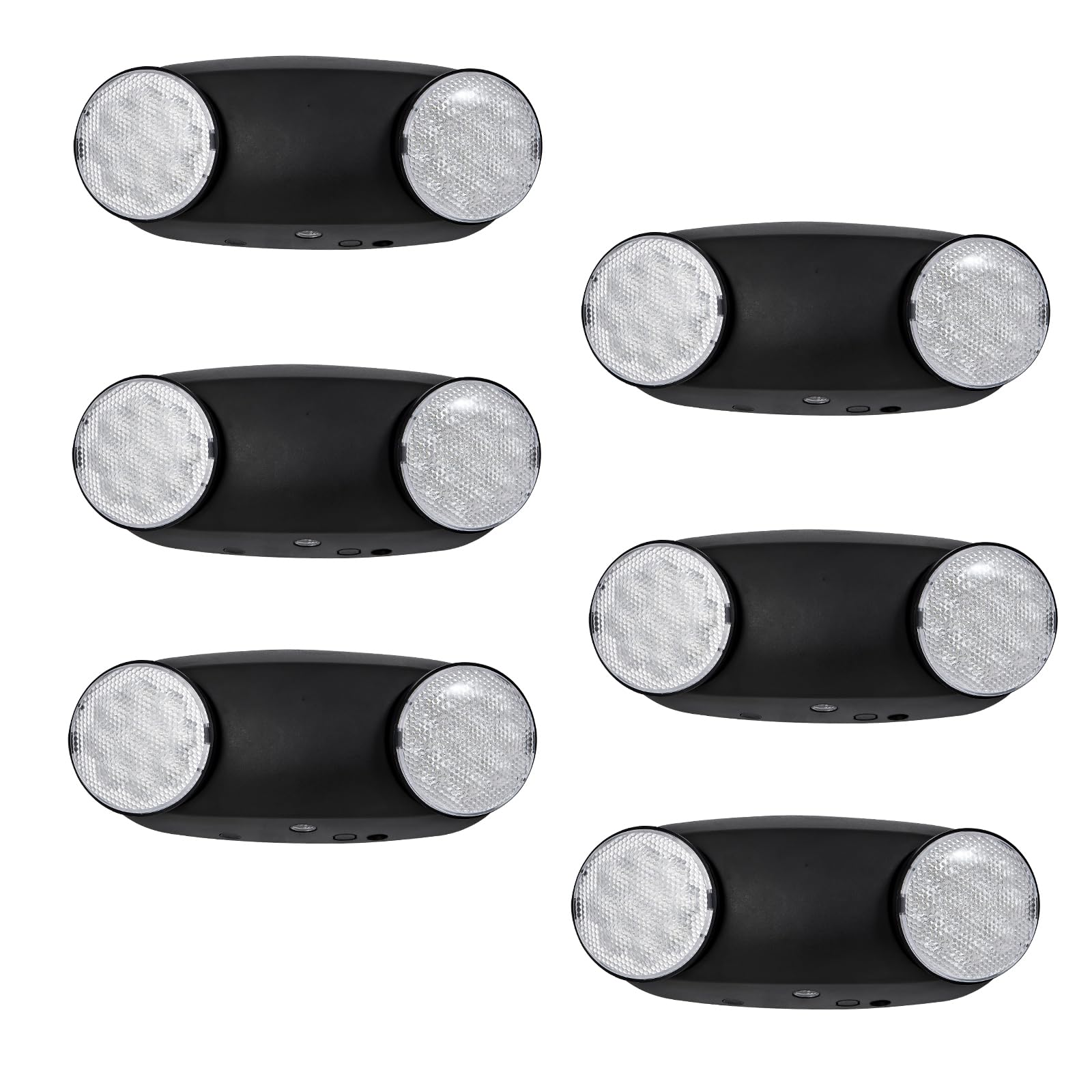 TANLUX 6-Pack LED Emergency Exit Lights with Battery Backup - Hardwired Commercial Lighting Fixtures for Business, Office, Warehouse & Building Safety (Black) - Perfect for Power Outages & Emergency Situations
