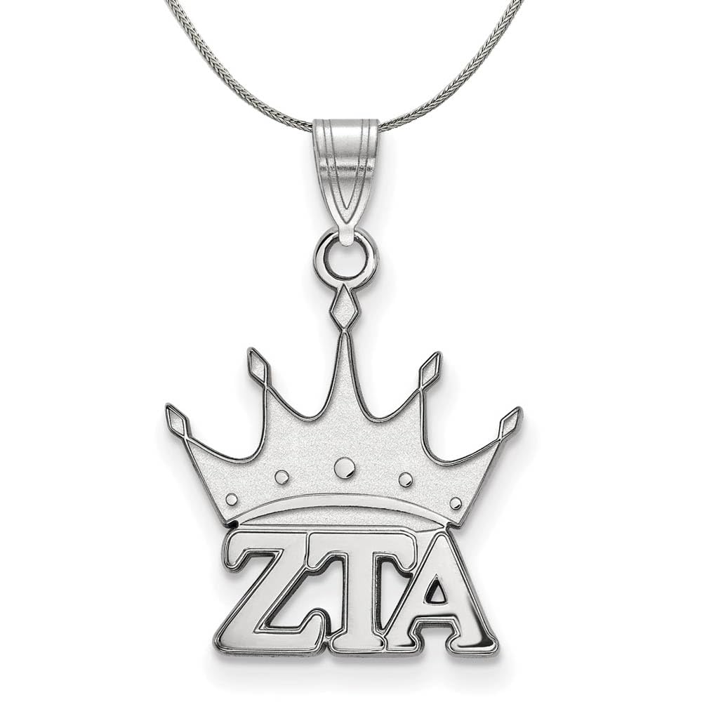 Zeta Tau Alpha Sterling Silver Small Pendant Necklace with Black Bow - Perfect for Sorority Gifts, Graduation Jewelry & Greek Life Accessories