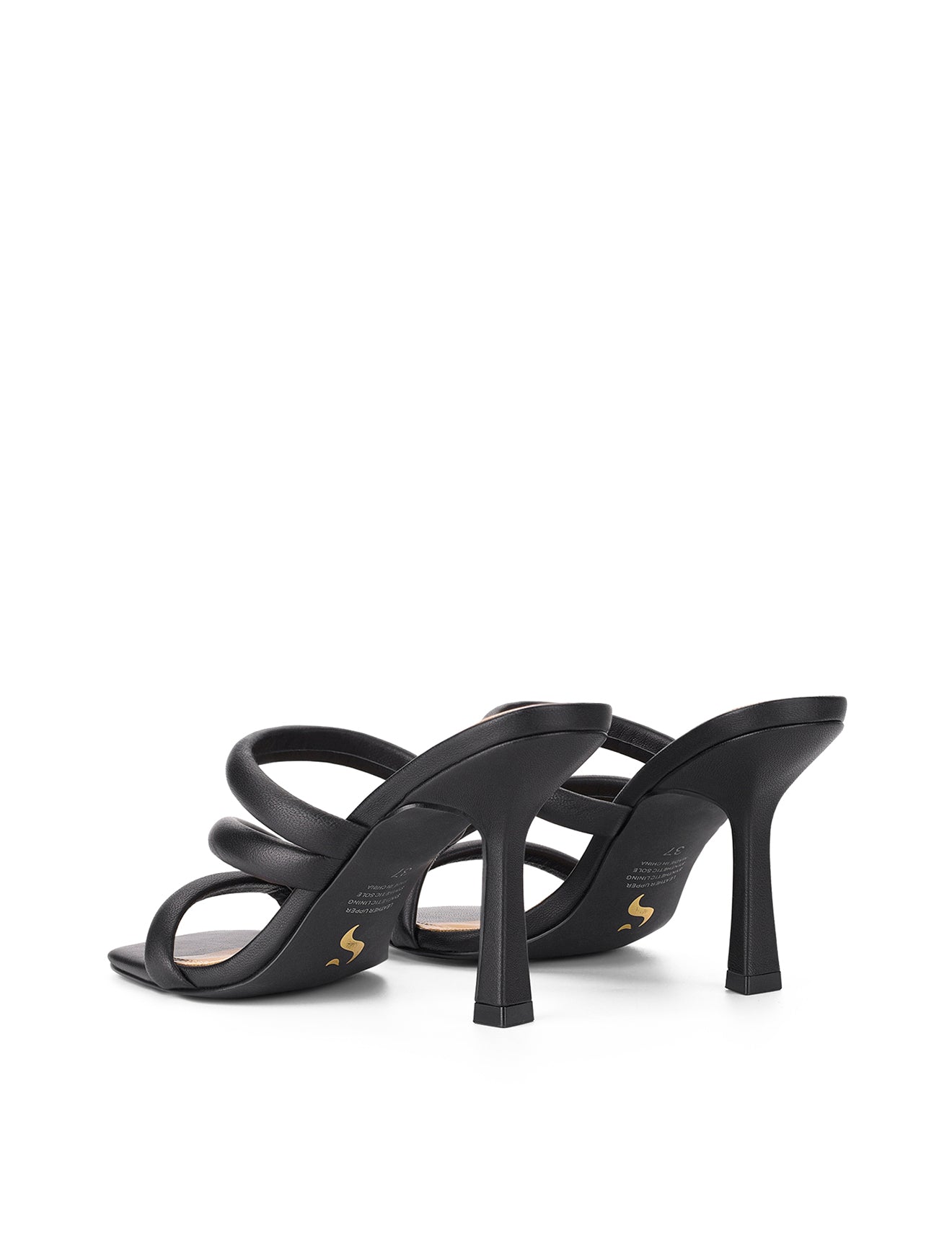 Spence Black Leather Heeled Sandals for Women - Comfortable Dressy Summer Shoes for Weddings, Parties & Office Wear