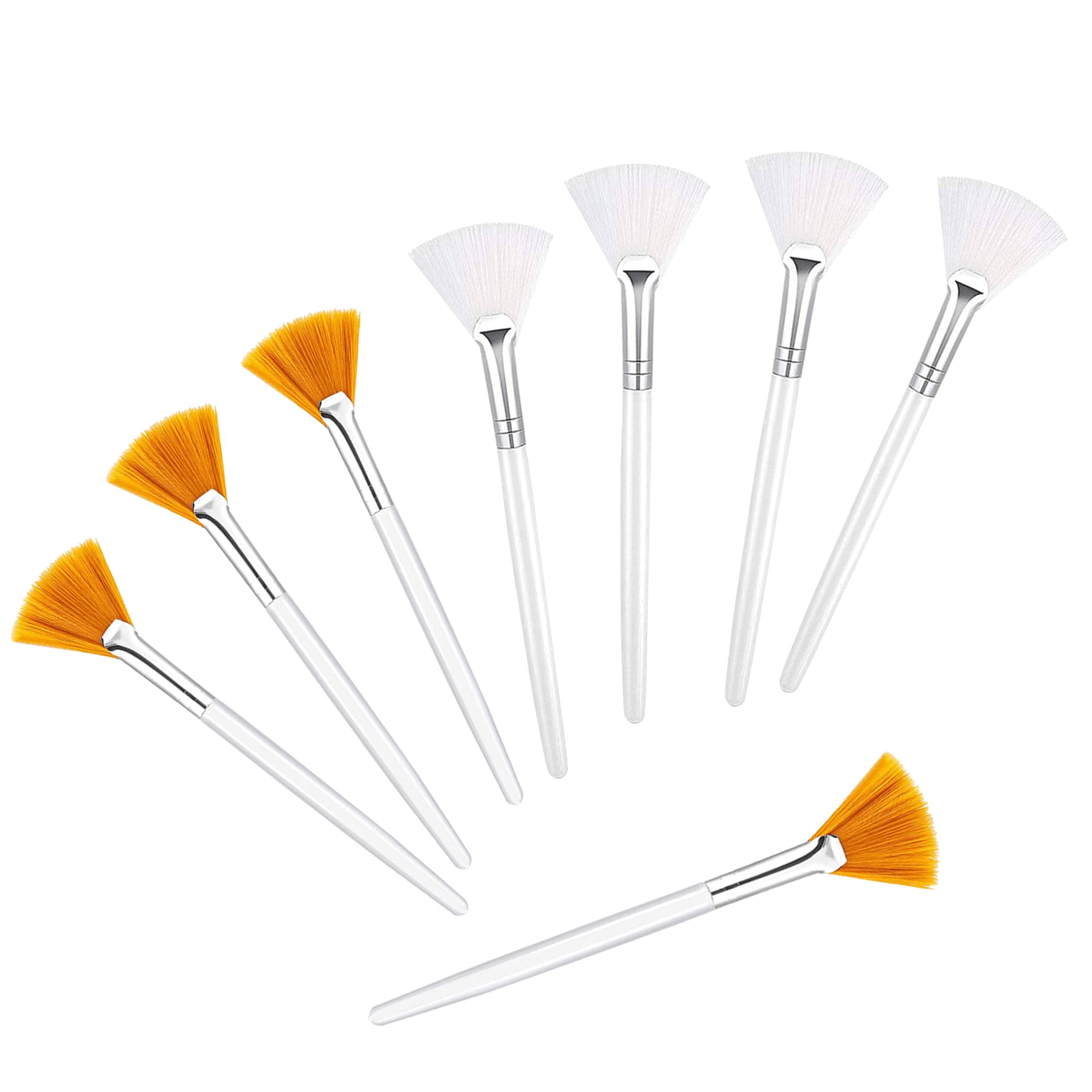 8Pcs Fan Makeup Brushes Set - Soft Facial Mask Applicator for Peel-Off, Sleeping & Mud Masks | Professional Cream & Powder Brush Kit for Spa, Home Skincare & Makeup Application
