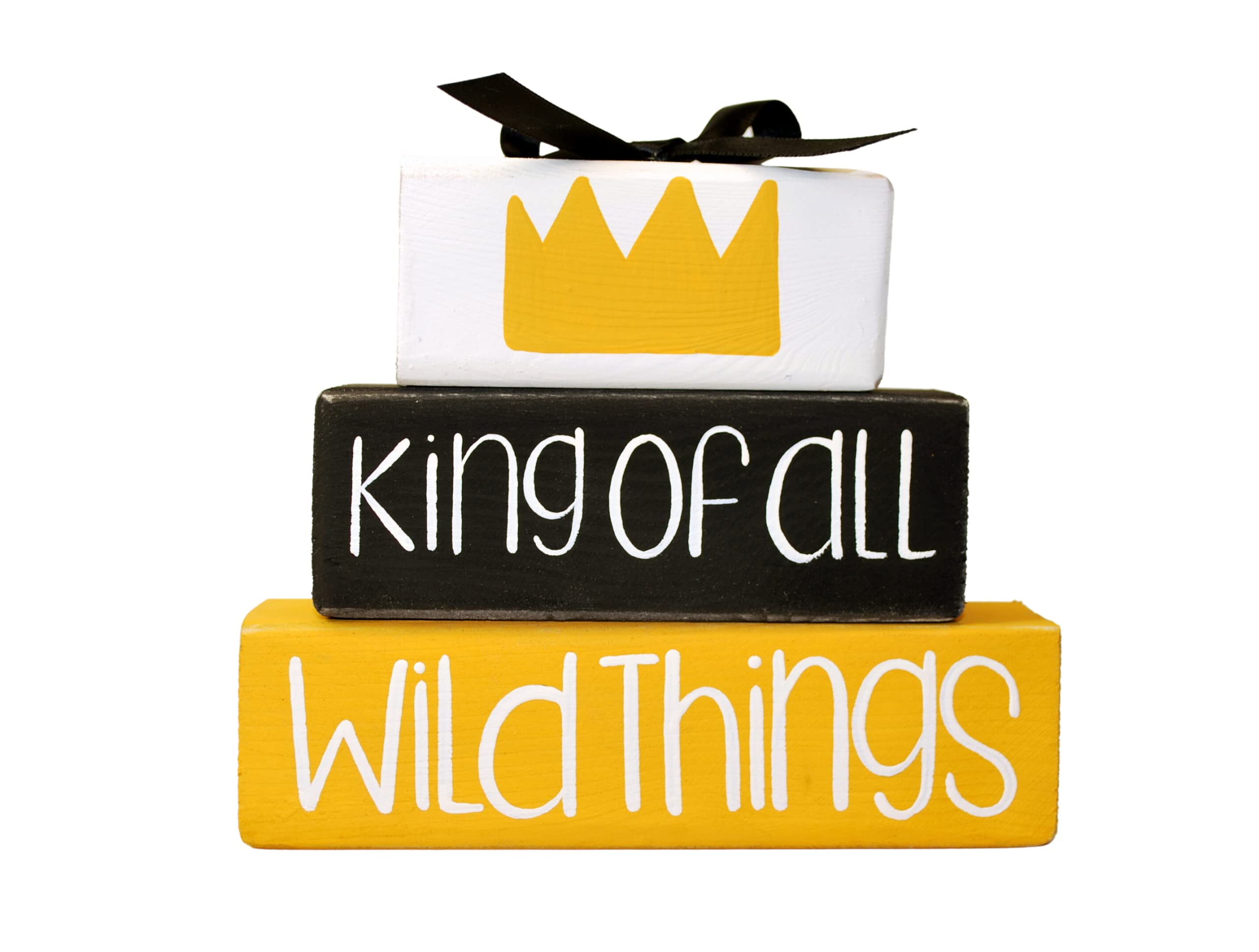 King of All Wild Things Wooden Block Nursery Decor - Baby Shower Gift & Kids Room Decoration for Newborns | Perfect for Storytime, Themed Nurseries & Children's Bedrooms