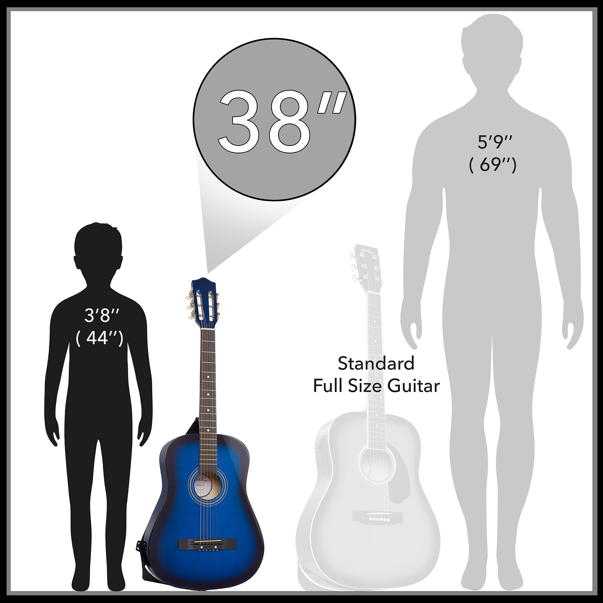 Ashthorpe 38-inch Beginner Acoustic Guitar Starter Kit (Blue) - Full Package with Gig Bag, Strings, Strap, Tuner, Picks & Accessories - Perfect for Kids, Teens & Adult Beginners Learning Guitar at Home, School or Camp