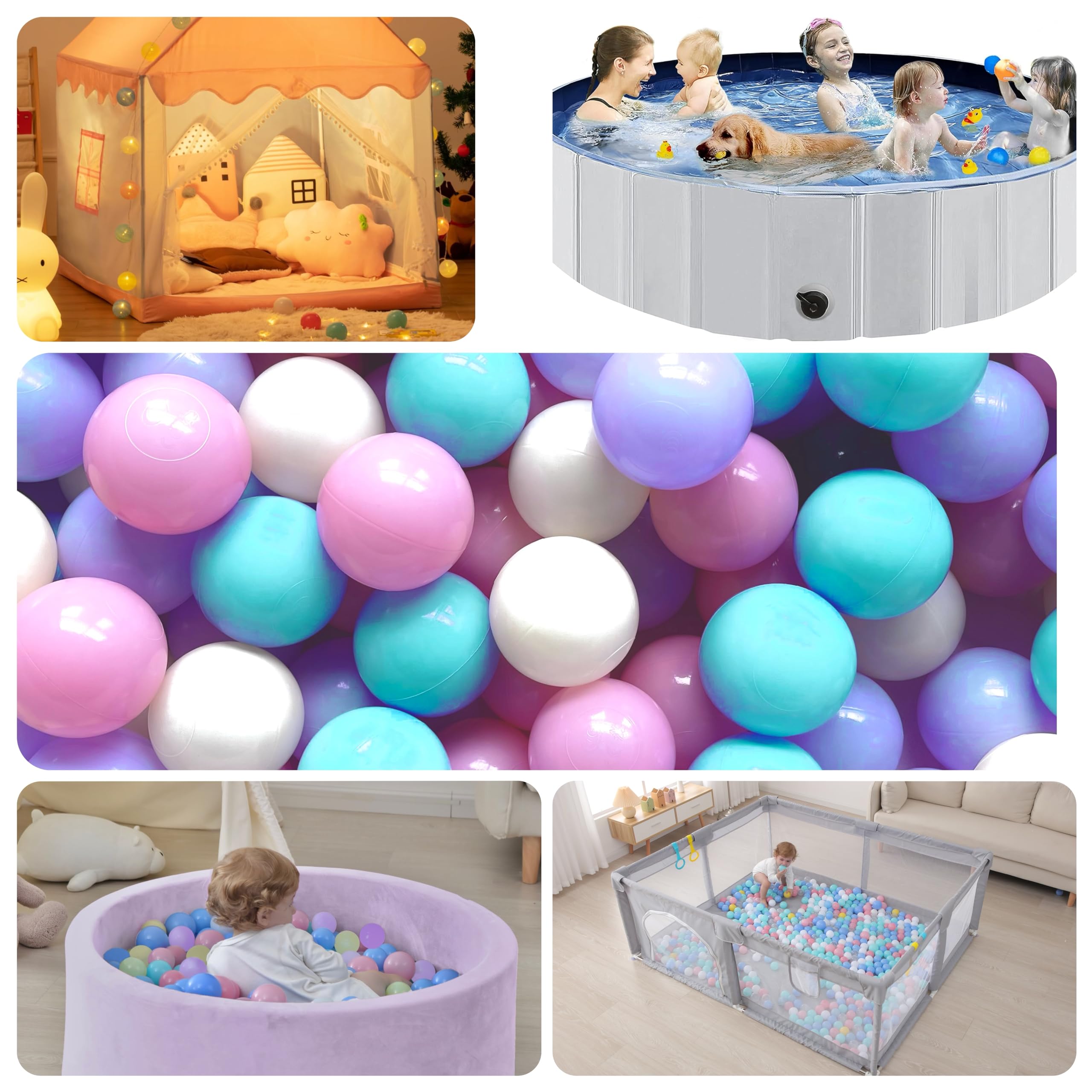 200/500/1000/2000 Count Soft Plastic Ball Pit Balls for Kids & Pets - BPA Free 2.2 Inch Play Pit Balls for Toddler Playhouse, Dog Ball Pits, Birthday Parties & Indoor Play Areas