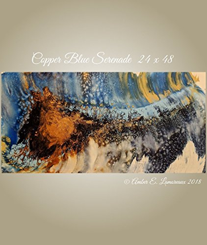Original Abstract Painting - Modern Blue & Copper Artwork for Home & Office Decor | Handmade Canvas Wall Art