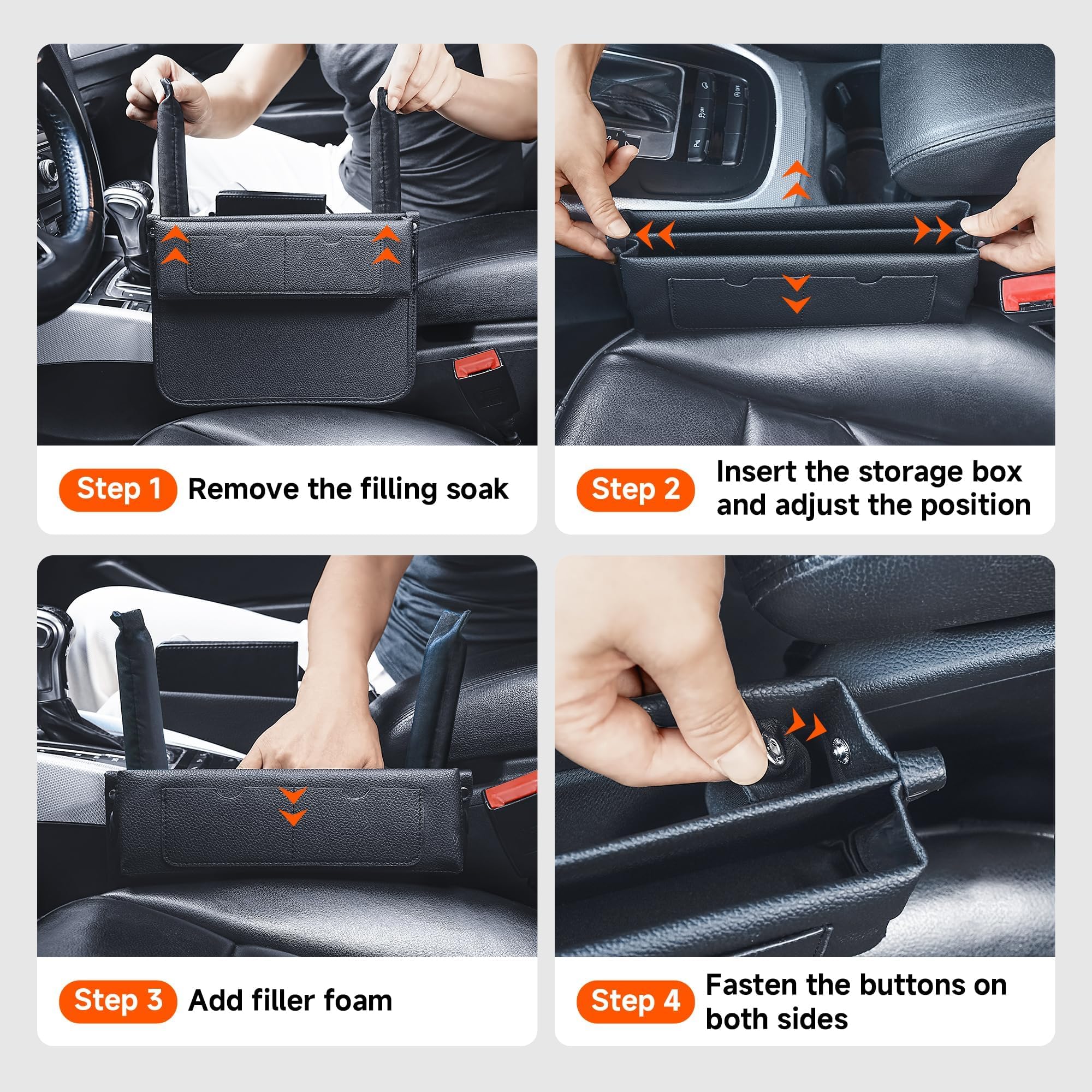 Premium Leather Car Seat Gap Filler Organizer - Adjustable Storage for Phones, Cards, Wallets & Keys | Front Seat Accessories for Cars, SUVs & Trucks | Keep Essentials Secure While Driving