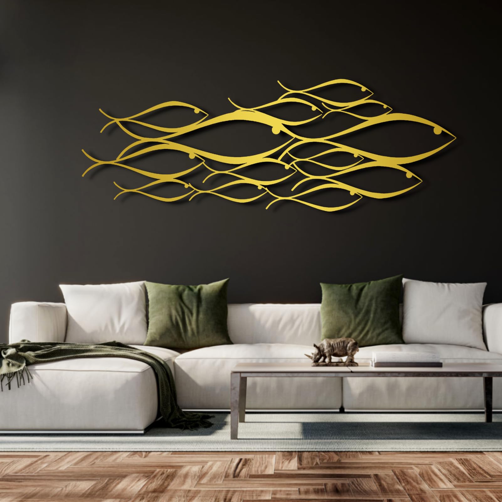 School of Fish Metal Wall Art - Silver 22''x8'' (55x20cm) - Handcrafted Ocean-Themed Home Decor for Living Room, Bedroom, or Office - Perfect Coastal & Nautical Wall Decor Gift