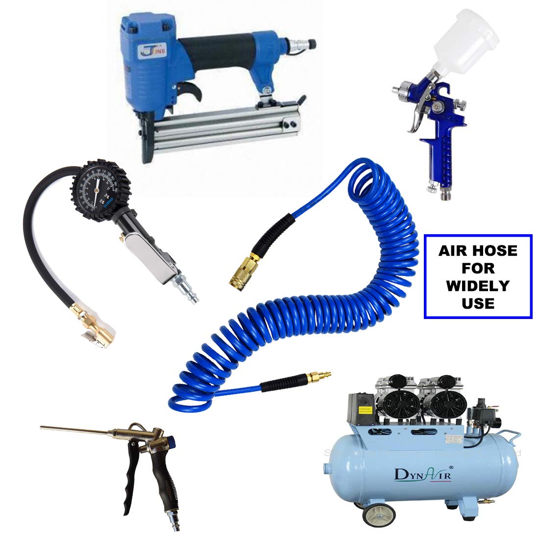 YOTOO Recoil Air Hose Kit with Tire Inflator Gauge - 1/4