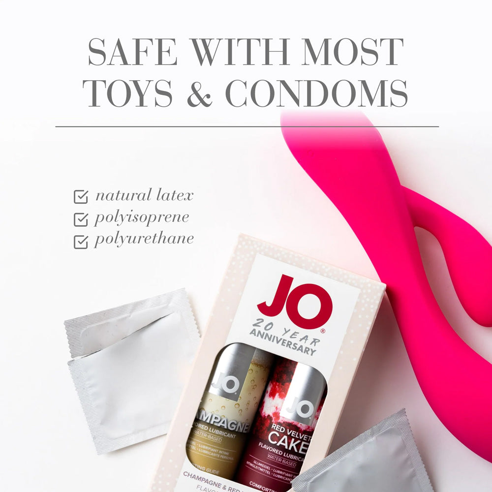 JO Champagne & Red Velvet Cake Flavored Lubricant 2 Pack - Water-Based Personal Lubricant for Couples, Sensual Massage & Intimate Moments