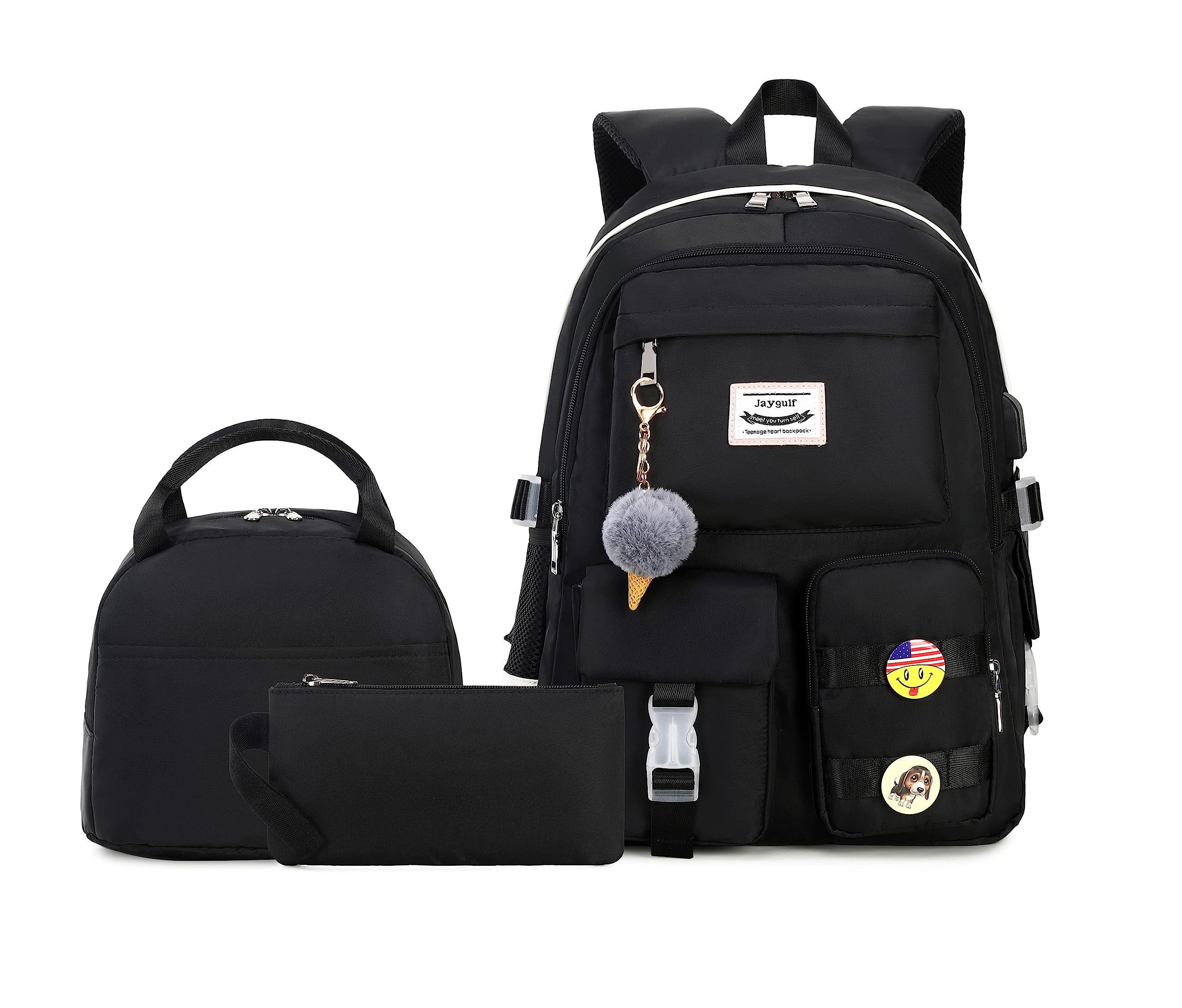Waterproof Women's Laptop Backpack Set - Stylish Casual Daypack for Work, School & Travel - Durable Black Backpack for 15.6 Inch Laptop