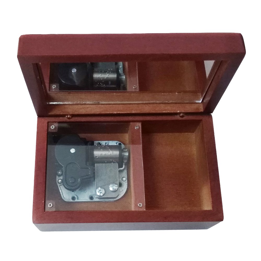 18-Note Antique Wind-Up Wooden Musical Box with Silver-Plated Movement - Romantic Love Story Melody - Perfect for Weddings, Anniversaries & Gift Giving