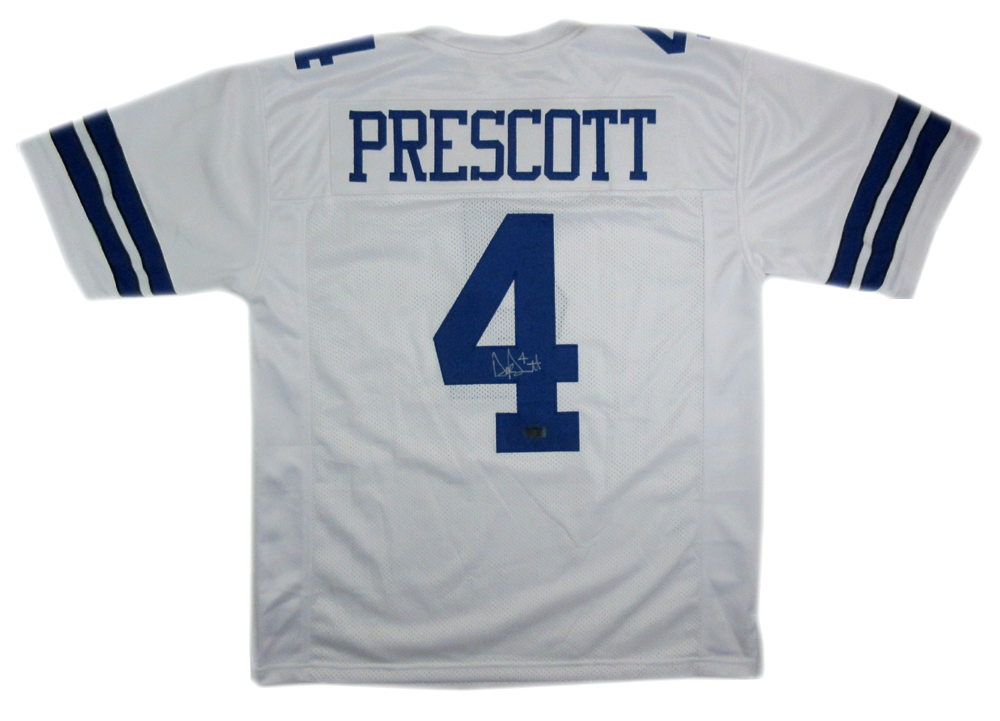 Dak Prescott Autographed Dallas Cowboys White Custom Jersey - Authentic NFL Football Collectible for Fans & Memorabilia Enthusiasts - Perfect for Display, Gifting & Game Day