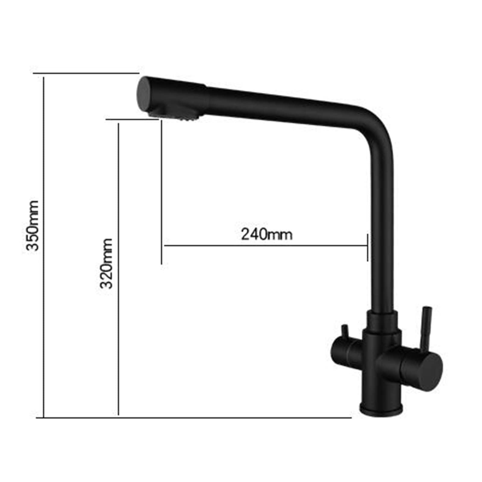 3-Way Black Stainless Steel Kitchen Faucet with Hot & Cold Water Swivel Spout - Water Filter Faucet for Modern Sinks - Perfect for Cooking, Washing Dishes & Filling Pots