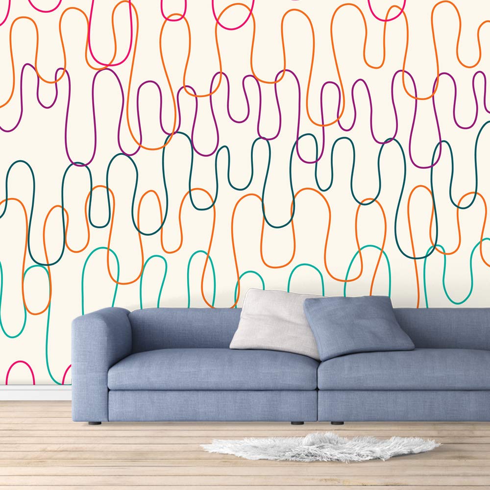 Abstract Geometric Lines Removable Wallpaper - Peel and Stick Wall Mural for Bedroom (66x96 inches) - Modern Home Decor & Accent Wall Design