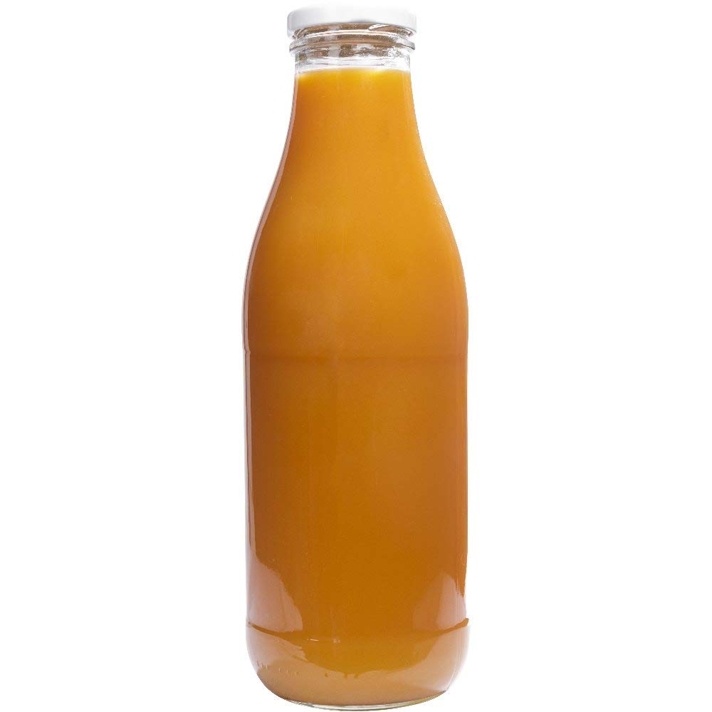 Premium Glass Bottles with White Lids - 8-Pack 1000ml (34oz) for Water, Juice, Milk & Meal Prep | BPA-Free, Leak-Proof, Dishwasher Safe | Ideal for Home, Office & Outdoor Use