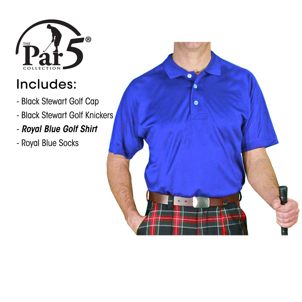 Black Stewart Golf Outfits for Men - Premium Royal Blue Polo Shirt & Shorts Set - Perfect for Golf Tournaments, Country Club Events & Casual Summer Wear