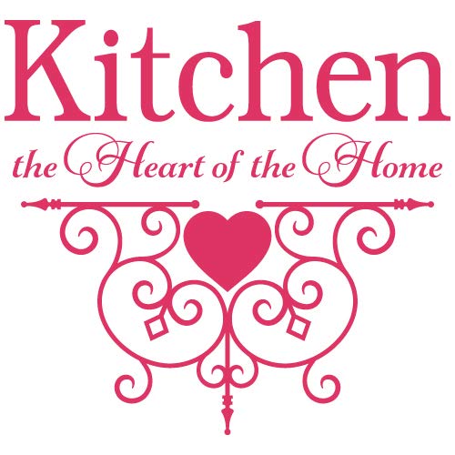 Kitchen The Heart of The Home Quote Vinyl Wall Decal Sticker - Hot Pink Home Decor Art for Kitchen, Dining Room & Living Room Wall Decoration