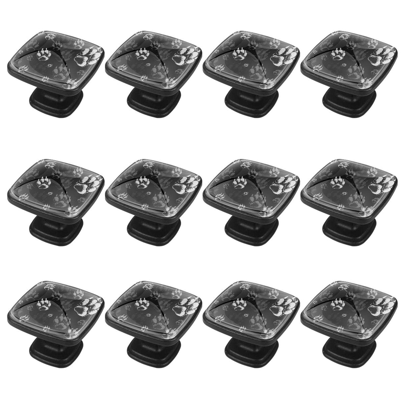 12Pcs Abstract Wolf Paw Print Cabinet Handles & Knobs for Dressers, Cabinets, Drawers - Durable Hardware for Home Furniture & DIY Projects (Kitchen, Bathroom, Bedroom)