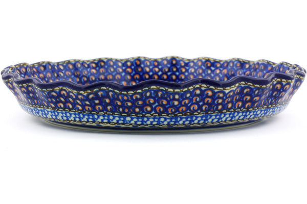 10-Inch Fluted Pie Dish with Cobalt Blue Poppies Design - Perfect for Baking Pies, Tarts, and Desserts - Elegant Serveware for Holidays, Parties, and Family Gatherings