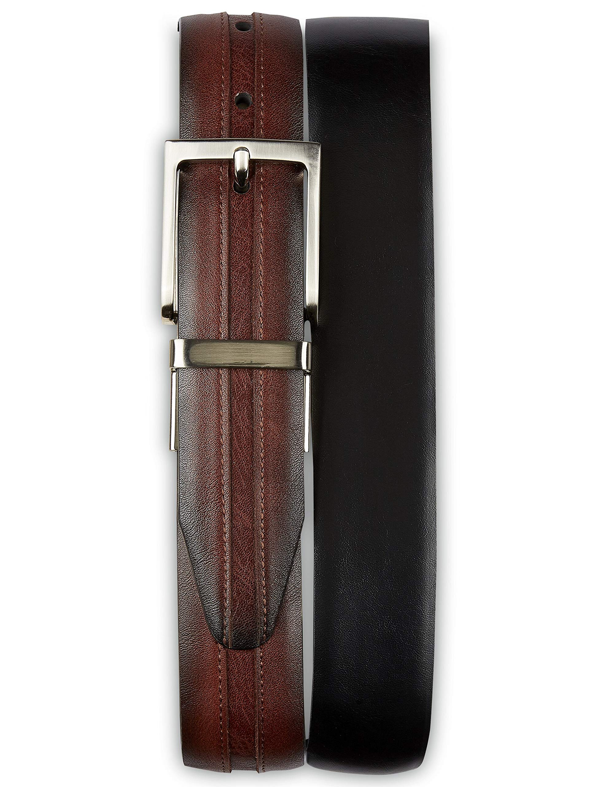 DXL Big and Tall Reversible Leather Belt for Men - Adjustable Brown & Black Dress Belt - Perfect for Office, Casual Wear & Formal Occasions
