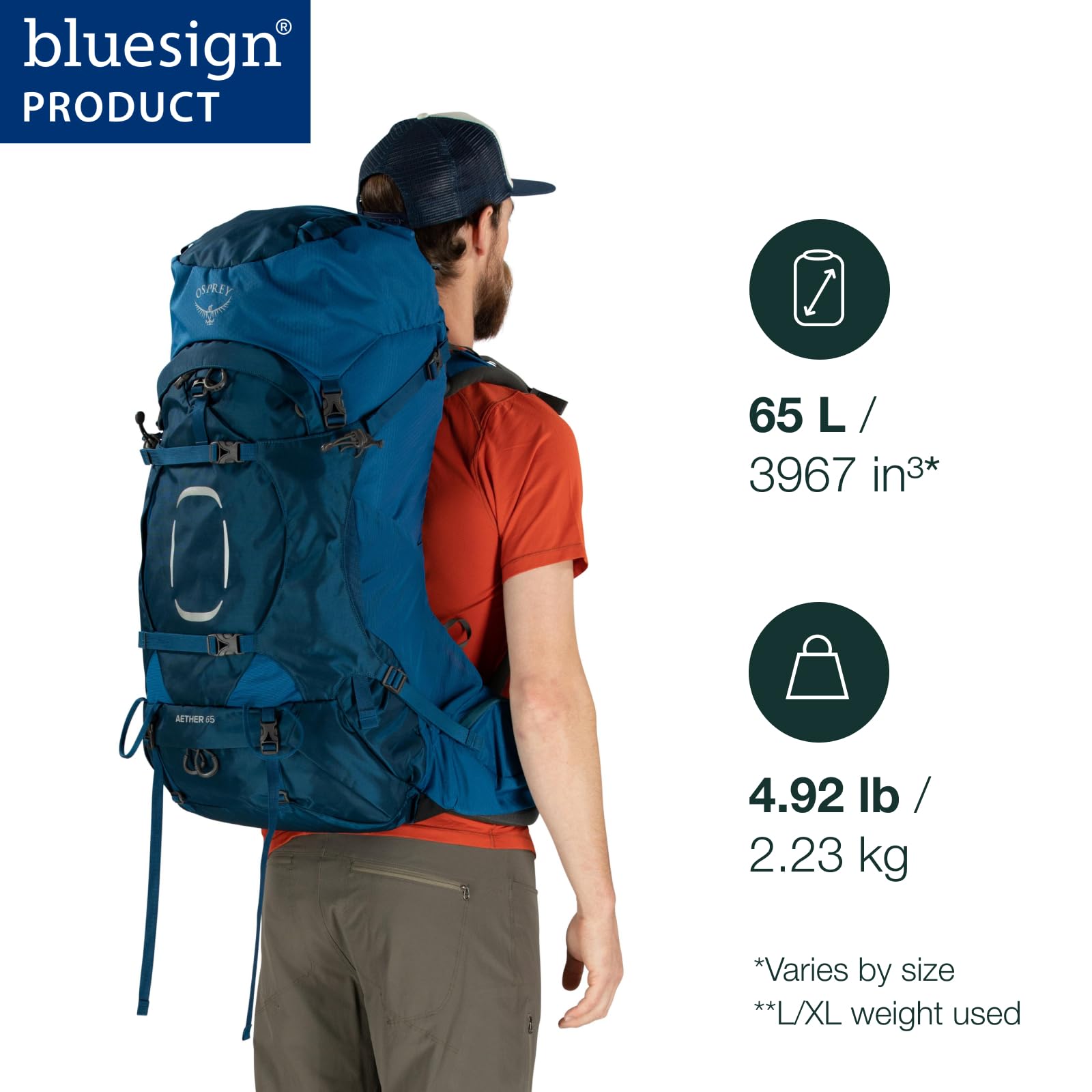 Osprey Aether 65L Men's Hiking Backpack - Lightweight Travel & Trekking Pack for Outdoor Adventures, Garlic Mustard Green, S/M Size with Extended Fit | Perfect for Camping, Backpacking & Multi-Day Trips