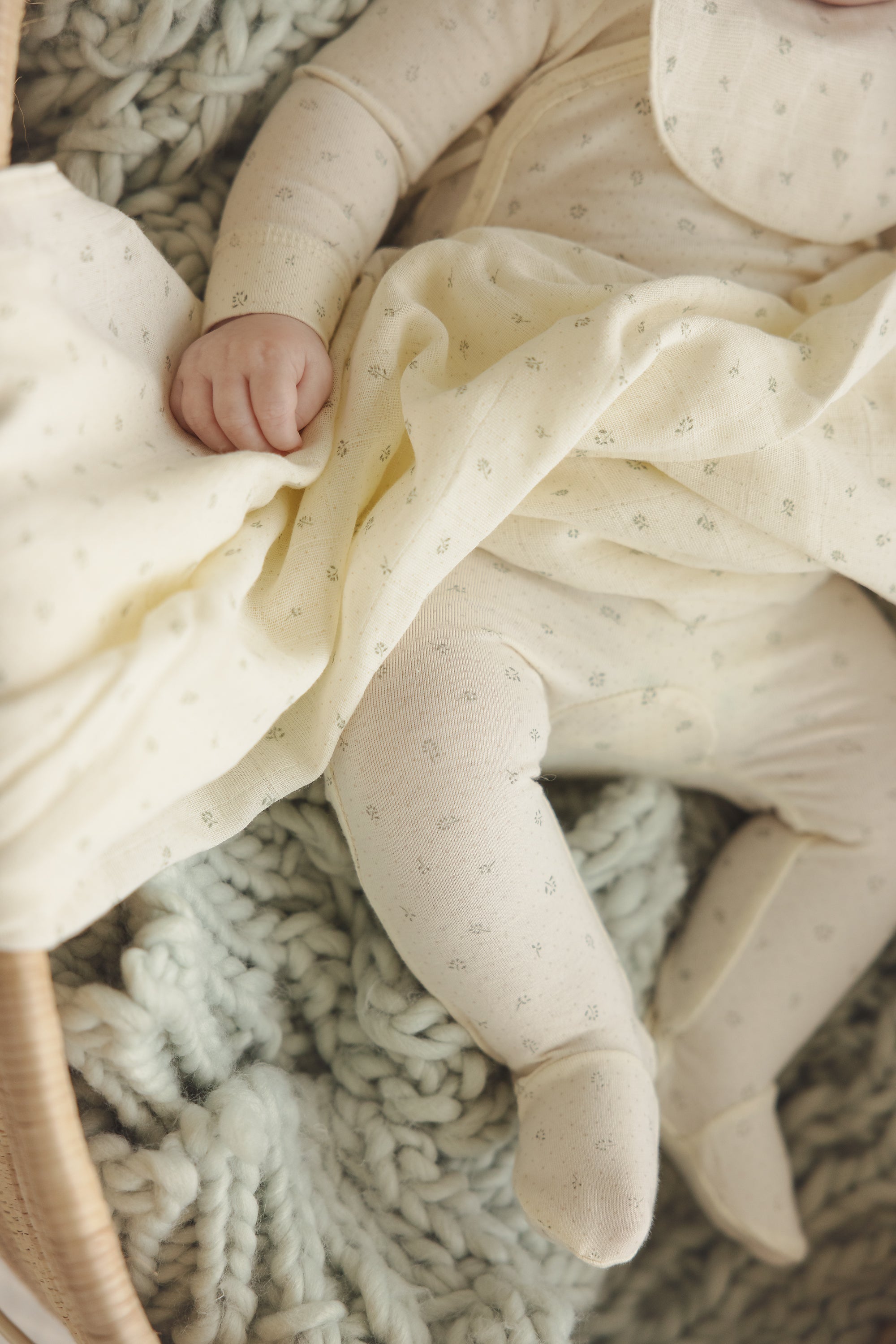 Lilette Baby Girls Cream Printed Wrapover Layette Set - Soft Cotton Newborn Outfit for Photos, Gifts & Special Occasions