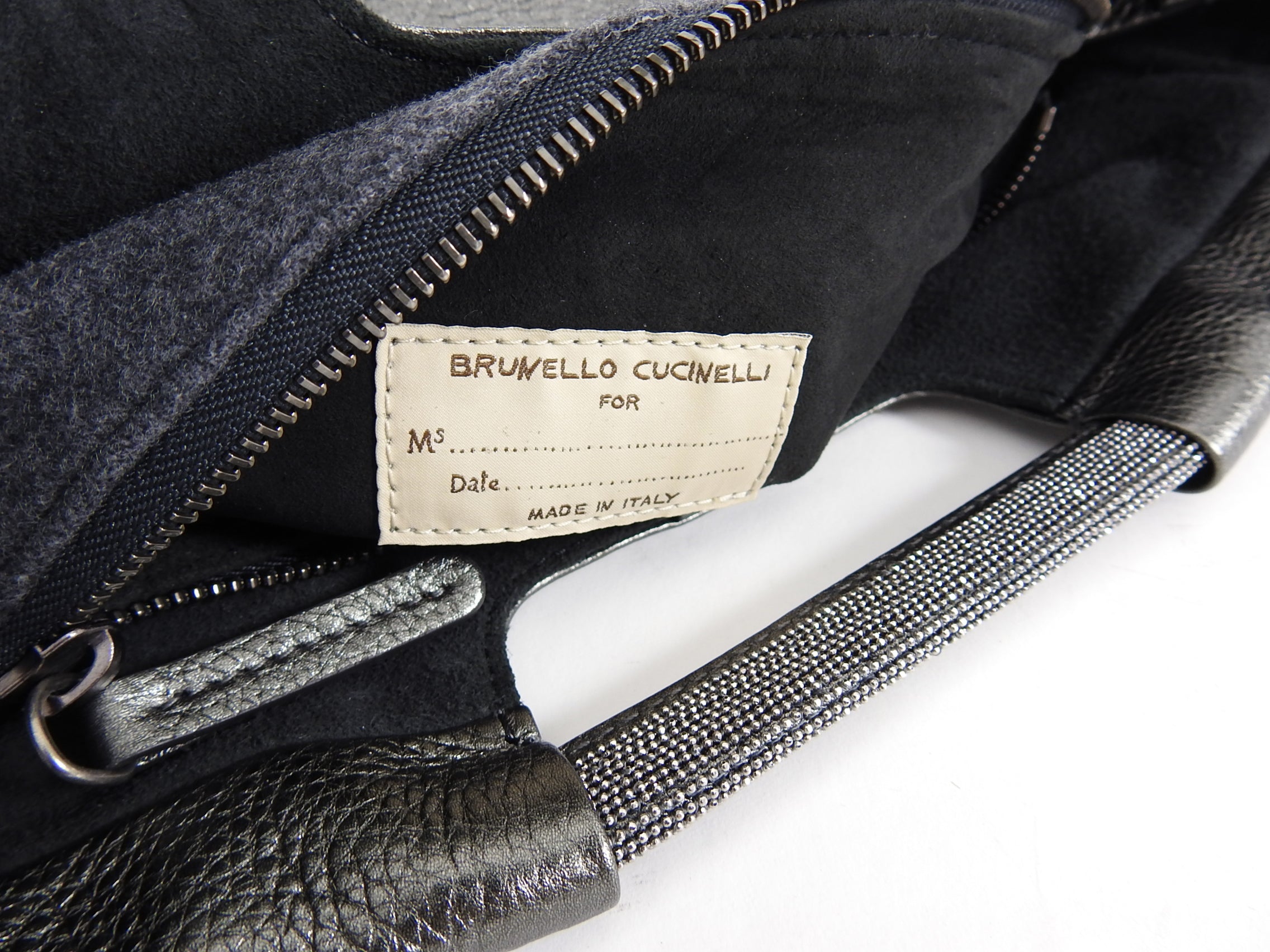 Brunello Cucinelli Grey Monili Bead Trim Small Tote Crossbody Bag - Stylish & Versatile for Work, Travel & Everyday Use