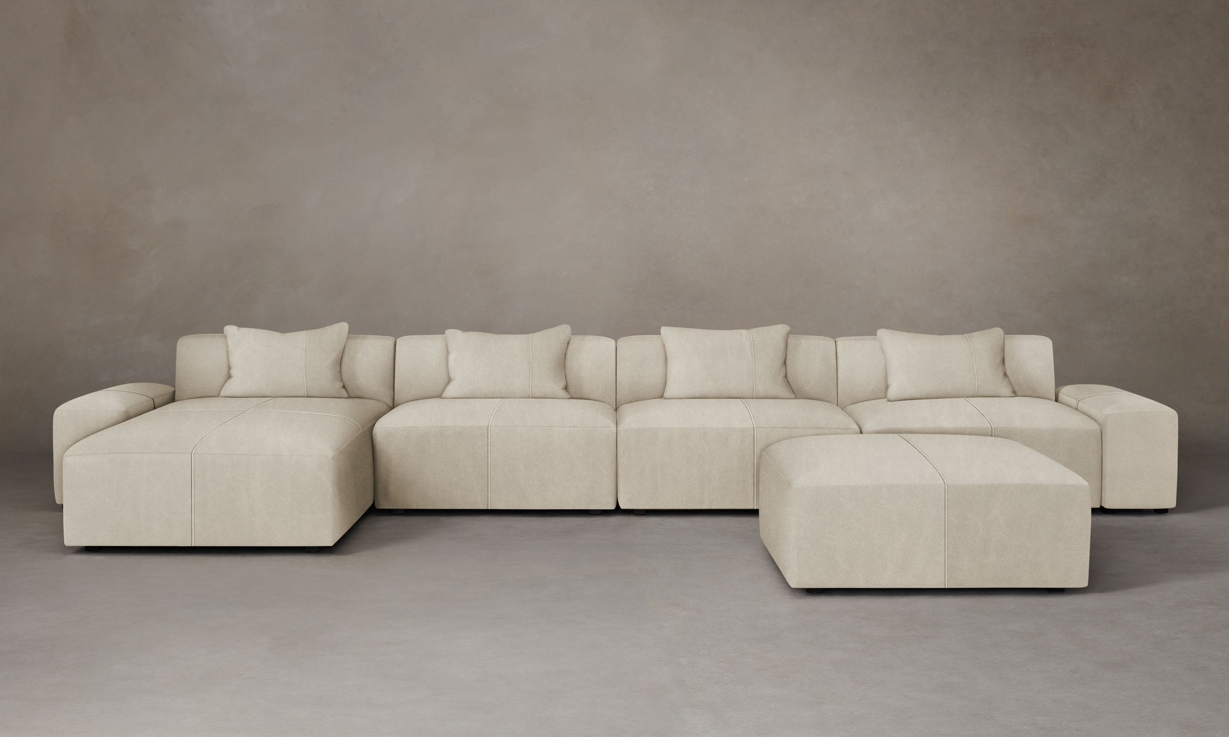Premium Breuer Modular Sectional Sofa in Tuscan Leather Bisque - Luxurious Comfort for Living Room, Lounge & Home Theater