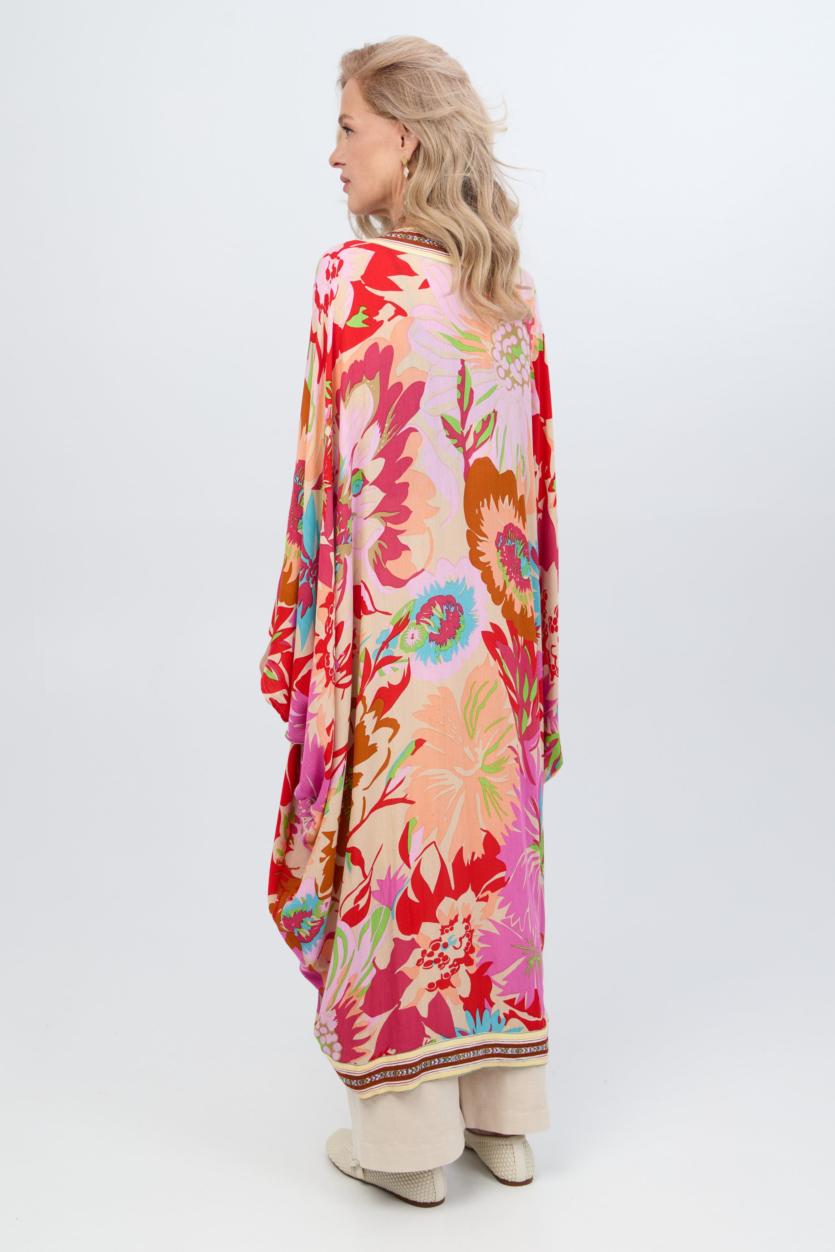 Floral Kimono with Wing Sleeves - Elegant Boho Cover Up for Women | Perfect for Beach, Pool, or Summer Outfits