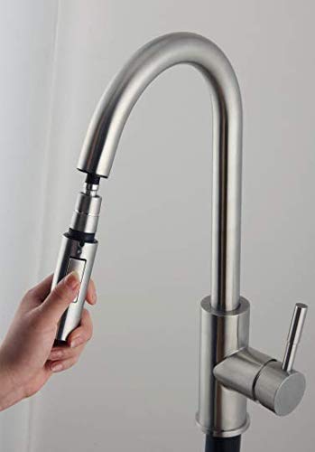Brushed Nickel Pull-Out Spray Kitchen Faucet Head - 2-Function Sprayer with G1/2 Connections - Perfect for Bathroom & Kitchen Faucet Replacement - Ideal for Washing Dishes, Filling Pots & Cleaning Sinks
