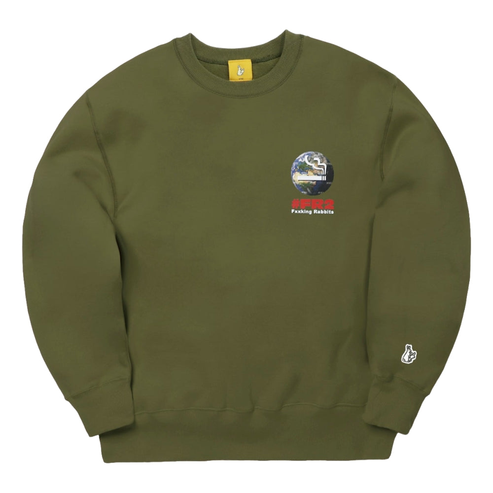 FR2 Earth Friendly Crew Sweatshirt - Eco-Friendly Green Cotton Sweater for Men & Women | Casual Wear, Street Style, Sustainable Fashion
