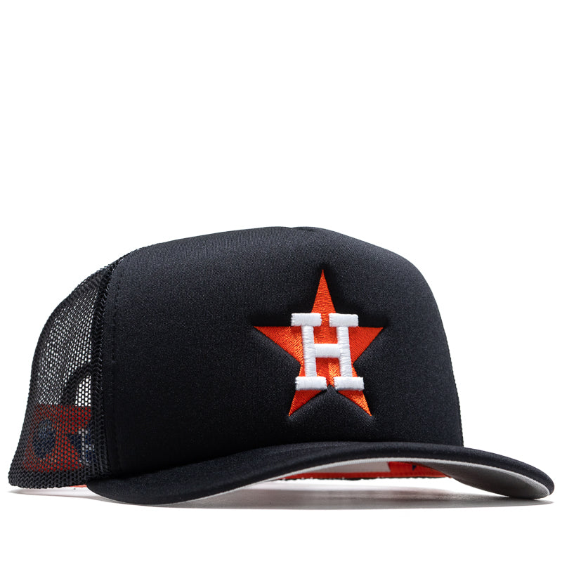 Mitchell & Ness Houston Astros Hidden Trucker Hat - Black | Adjustable Baseball Cap for Men & Women | Perfect for Sports Games, Outdoor Activities & Casual Wear