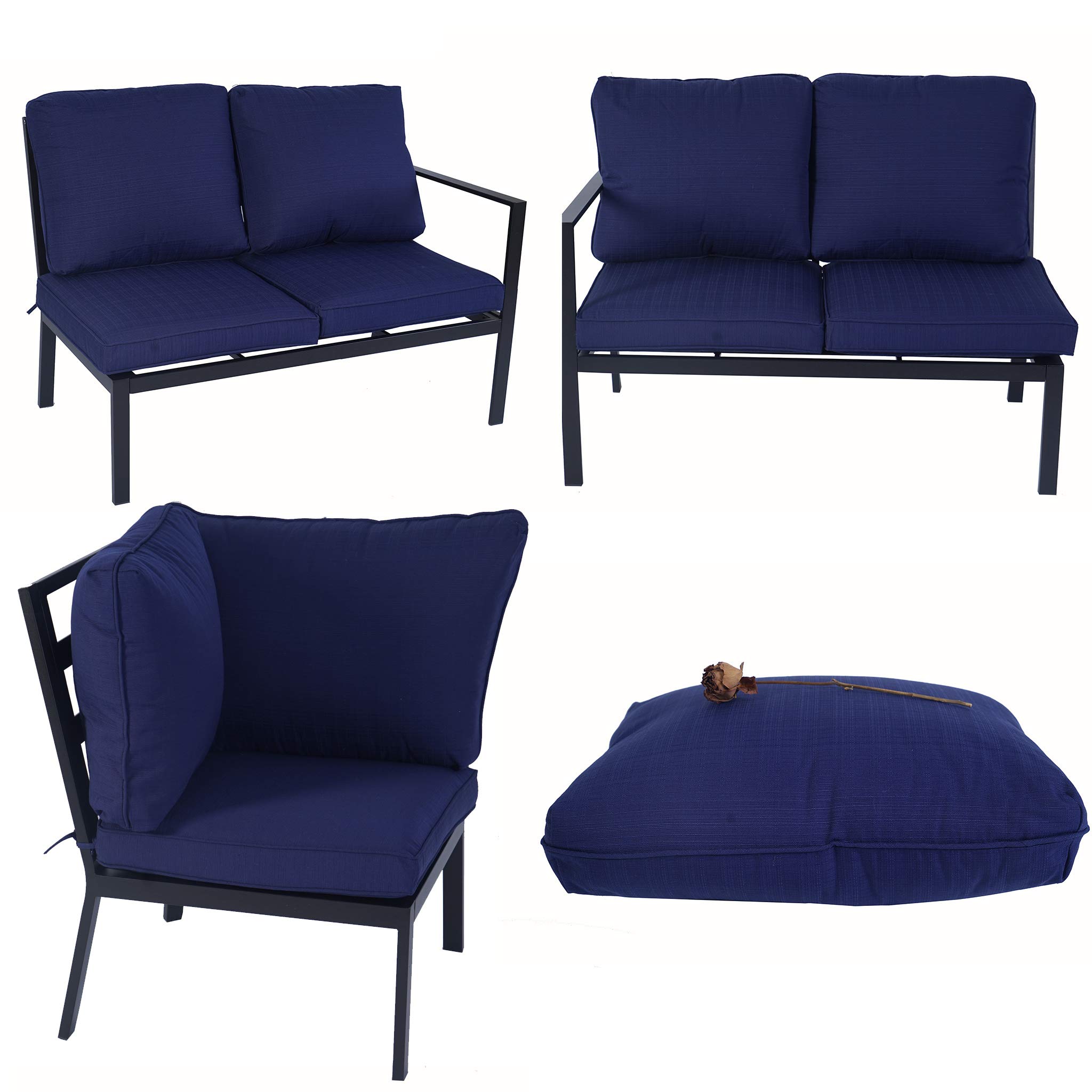 **Kozyard 4-Piece Outdoor Sofa Set - Heavy-Duty Metal Frame & Weather-Resistant Cushions - Patio, Garden, or Backyard Conversation Set - Navy Blue - Perfect for Relaxing, Entertaining, and Outdoor Gatherings**