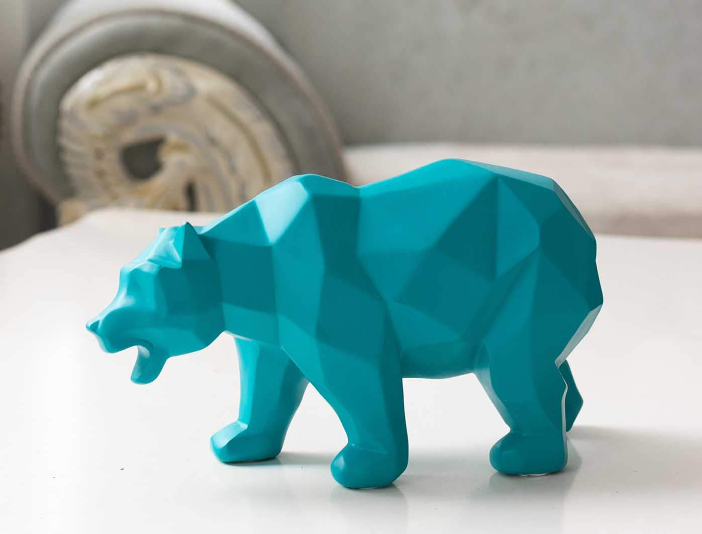 Blue Bear Statue - Modern Animal Sculpture for Home & Office Decor, Perfect for Living Room Table, Bedroom Shelf, Cabinet or Desktop Display | Unique Gift Idea for Animal Lovers & Interior Design Enthusiasts | Adds Elegant Touch to Any Space