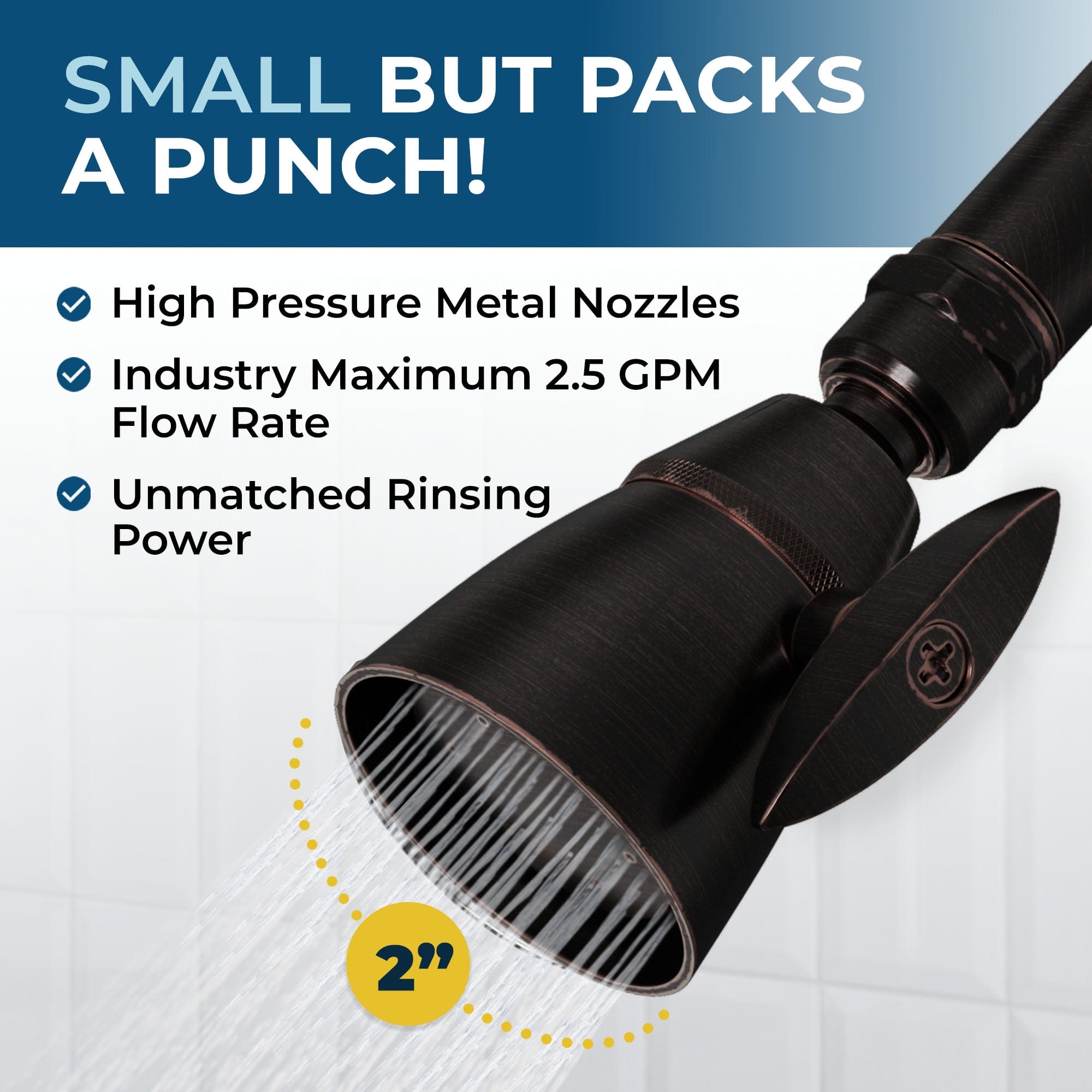 Premium All-Metal 2 Inch High Pressure Shower Head - 6 Spray Modes, 2.5 GPM Flow Rate - Perfect for Relaxing Spa Experience & Water Conservation in Bathroom