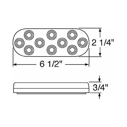 United Pacific Red 10 LED 6 Inch Oval Trailer Truck Stop Turn Signal Brake Tail Lights with Grommets - Heavy Duty Waterproof for Semi Trailers, RVs & Commercial Vehicles