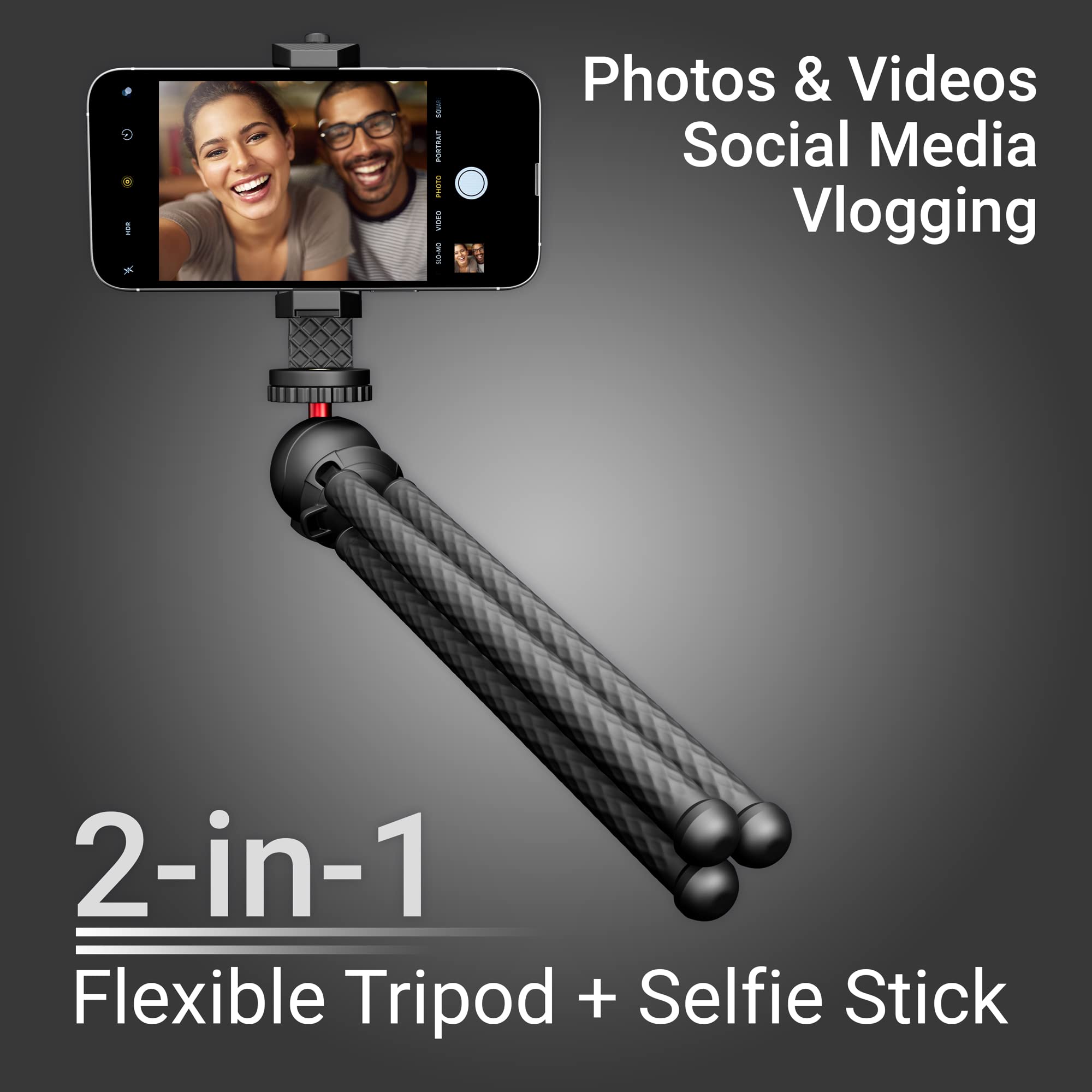 SquidGrip Flexible Phone Tripod for iPhone, GoPro & Android - Perfect for Vlogging & Travel