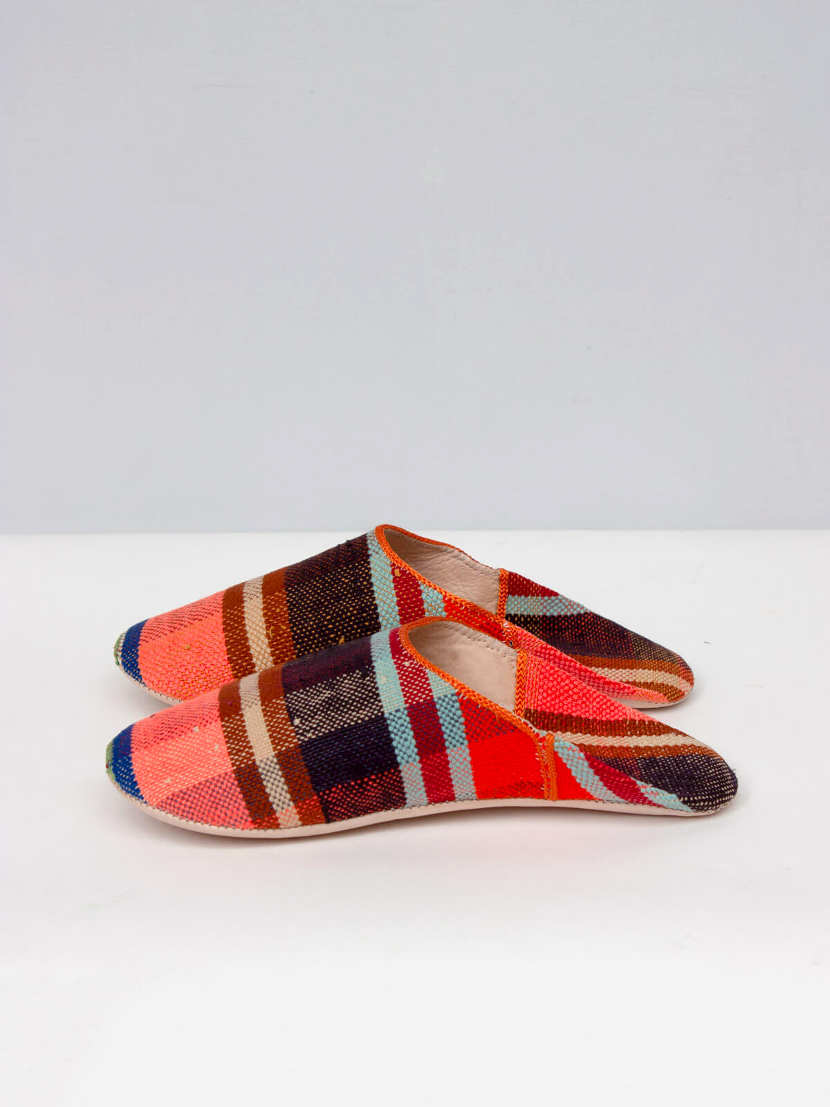 Authentic Moroccan Boujad Basic Babouche Slippers - Handmade Leather Sunset Check Design | Comfortable House Shoes for Relaxation at Home, Spa, or Meditation