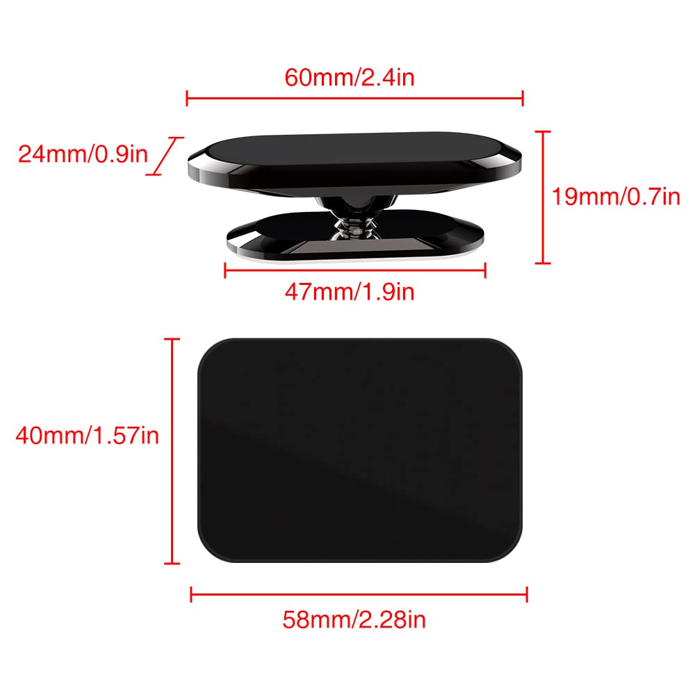 3 Pack TIQUS Magnetic Phone Holder for Car - 2022 Upgraded 8X Strong Magnets Dashboard Mount with 40x58mm Metal Plates, Adjustable Phone Stand for iPhone & Galaxy (Black) | Perfect for Commuting, Road Trips & GPS Navigation