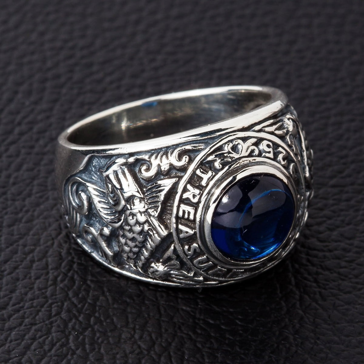 Japanese Koi Sapphire Sterling Silver Men's Ring - Elegant Handmade Jewelry for Gifts, Weddings & Special Occasions