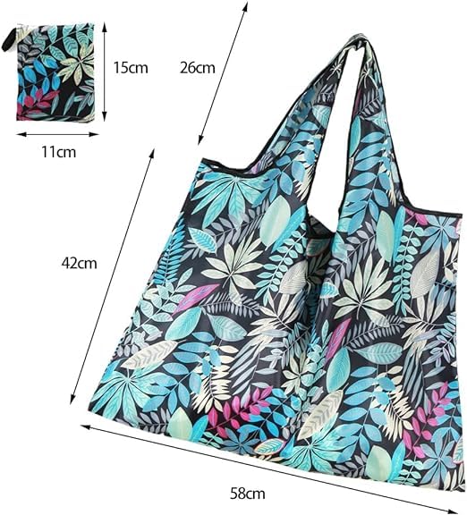 Stylish MOMISY Reusable Foldable Shopping Tote Bag - Heavy Duty Eco-Friendly Grocery & Travel Handbag - Compact Lightweight Design for Everyday Use, Shopping Trips & Beach Outings
