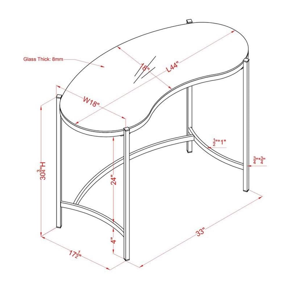 Furniture of America Lythy Contemporary Gold Glass Top Desk - Modern Home Office & Study Writing Table for Work & Remote Learning