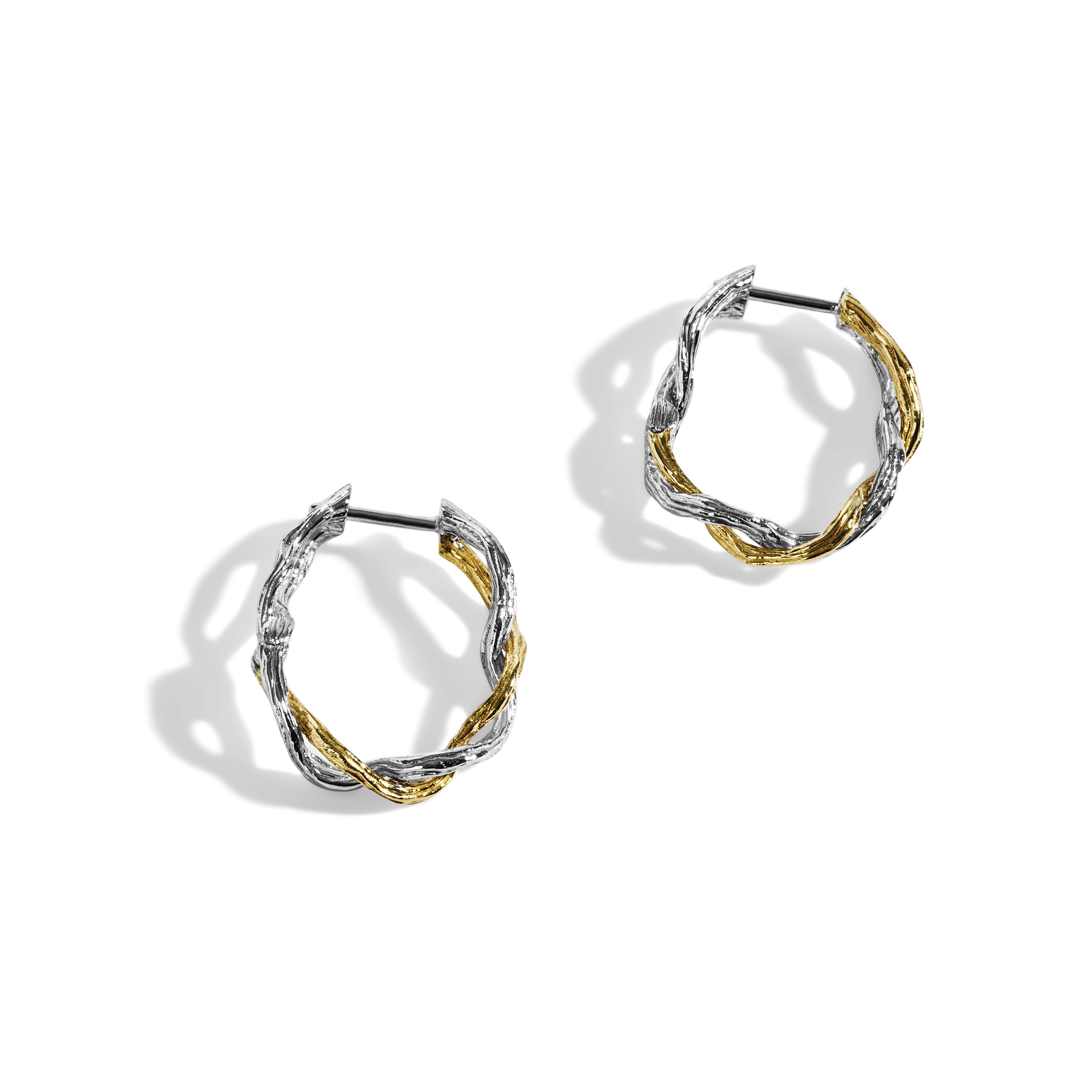 Sterling Silver & 18K Gold Wisteria 25mm Hoop Earrings for Women - Elegant Dangle Earrings for Everyday Wear, Parties & Special Occasions
